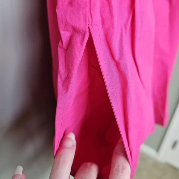 By Anthropologie Women's Puff-Sleeve Romper w Pockets, Fuchsia Hot Pink - Picture 9 of 13